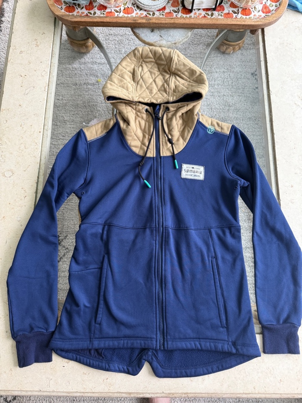 SOMBRIO West Coast Freeride Original Quilted Hooded Jacket - Summit Navy & Tan